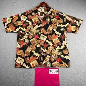 Leisure Hawaii Print Tropical Print Shirt Pocket Button Up Short Sleeve Mens XL